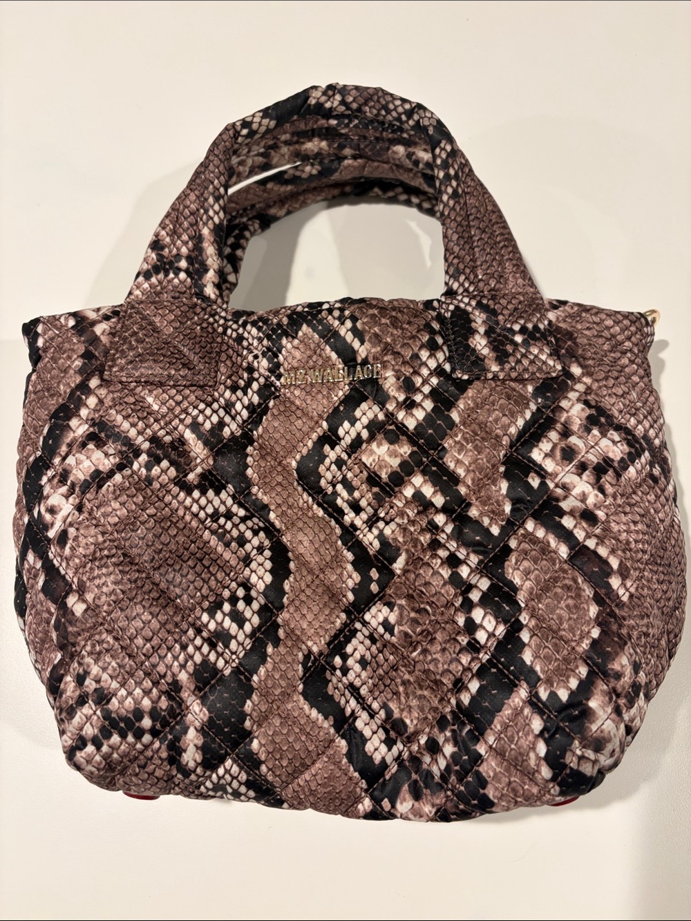 MZ Wallace Small Metro Tote Deluxe Snake Print Quilted Nylon Crossbody